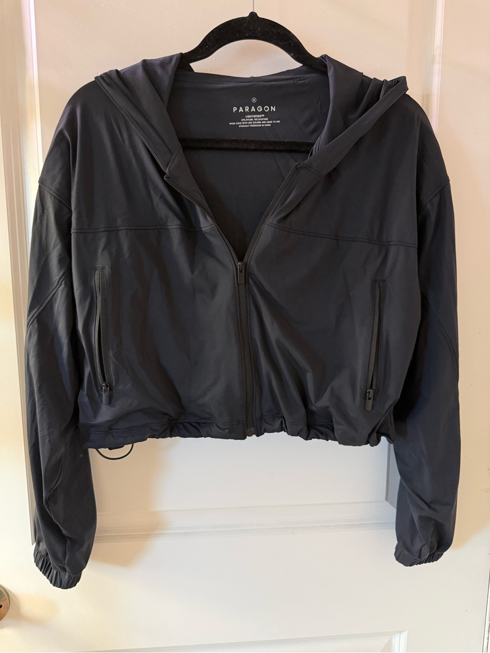 PARAGON Women's Black Hooded Bomber Jacket with Zip Pockets